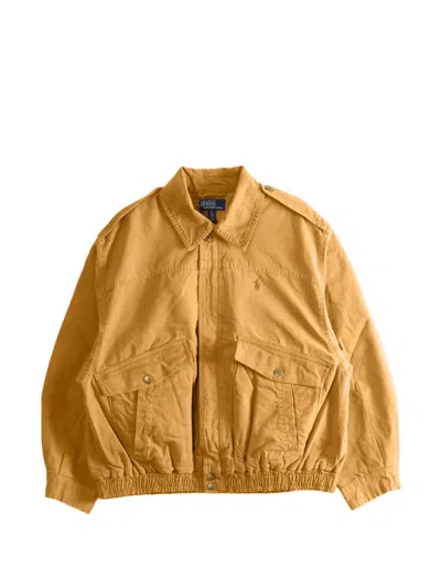 Polo Ralph Lauren Logo-embroidered Elasticated-hem Bomber Jacket In Brown