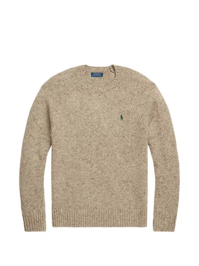 Polo Ralph Lauren Logo-embroidered Flecked Sweater In Brown