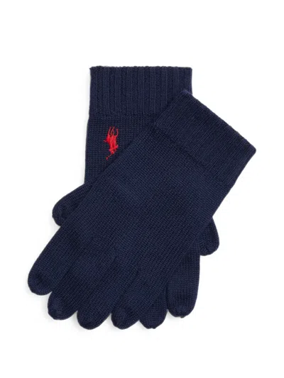 Polo Ralph Lauren Logo-embroidered Gloves In Blue