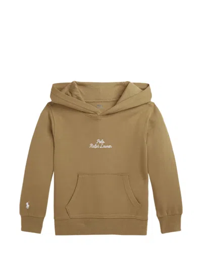 Polo Ralph Lauren Kids' Logo-embroidered Hoodie In Brown