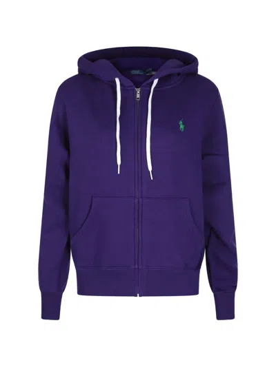 Polo Ralph Lauren Logo-embroidered Hoodie In Violett