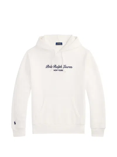 Polo Ralph Lauren Hooded Knit Sweatshirt With Signature Detailing In White