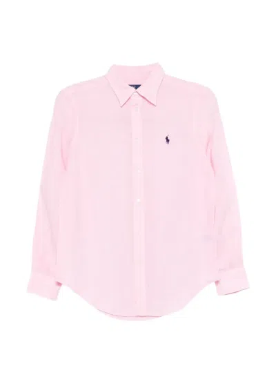 Polo Ralph Lauren Logo-embroidered Linen Shirt In Pink
