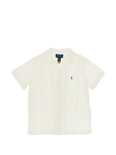 Polo Ralph Lauren Kids' Logo-embroidered Linen Shirt In White