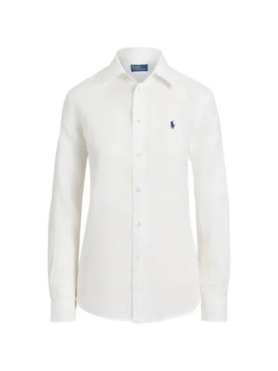 Polo Ralph Lauren Logo-embroidered Linen Shirt In White
