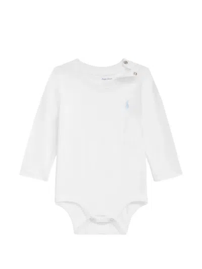 Polo Ralph Lauren Babies' Logo-embroidered Long-sleeve Bodysuit In White