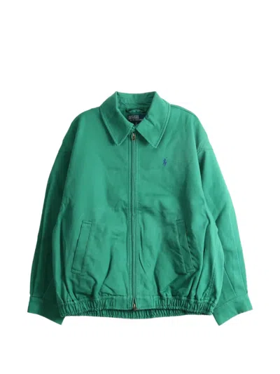 Polo Ralph Lauren Logo-embroidered Long-sleeve Jacket In Green