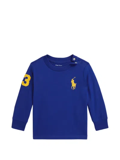 Polo Ralph Lauren Babies' Logo-embroidered Long-sleeve T-shirt In Blue