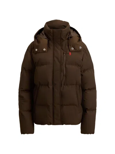 Polo Ralph Lauren Logo-embroidered Padded Jacket In Brown