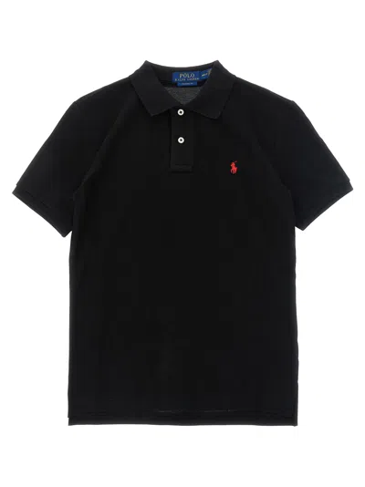 Polo Ralph Lauren Logo-embroidered Piqué Cotton Polo In Black
