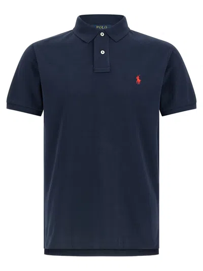 Polo Ralph Lauren Logo-embroidered Piqué Cotton Polo In Navy