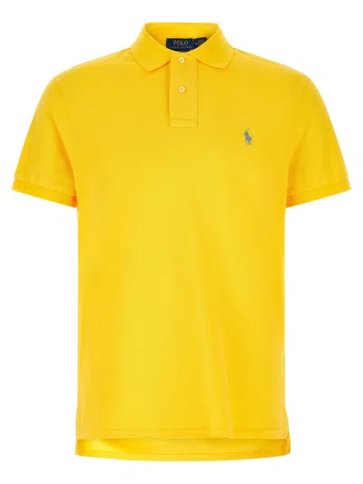 Polo Ralph Lauren Logo-embroidered Piqué Cotton Polo Shirt In Yellow