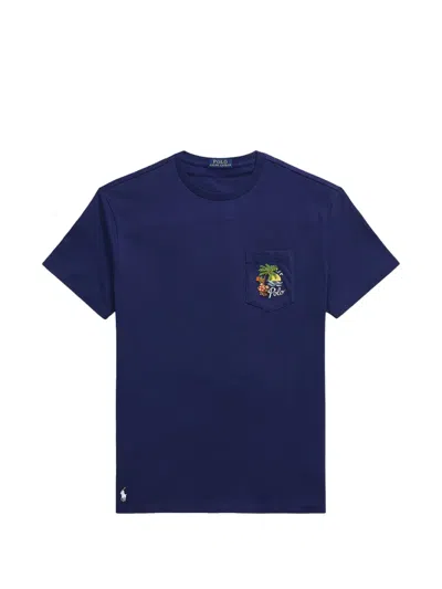 Polo Ralph Lauren Cotton T-shirt With Tropical Embroidered Graphic In Pink