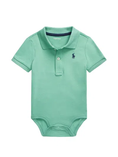 Polo Ralph Lauren Babies' Logo-embroidered Polo Bodysuit In Green
