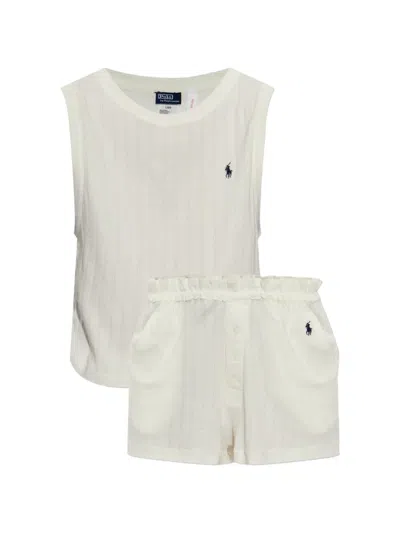 Polo Ralph Lauren Logo-embroidered Ribbed Pajamas In Neutral