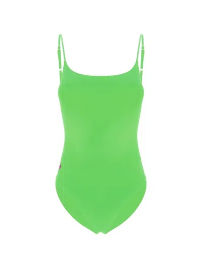 Polo Ralph Lauren Logo-embroidered Scoop-neck Swimsuit In Green