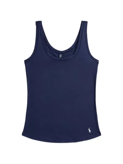 Polo Ralph Lauren Logo-embroidered Scoop-neck Tank Top In Blue