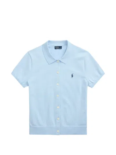 Polo Ralph Lauren Logo-embroidered Short-sleeve Cardigan In Blue