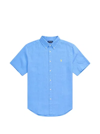 Polo Ralph Lauren Kids' Logo-embroidered Short-sleeve Shirt In Blue