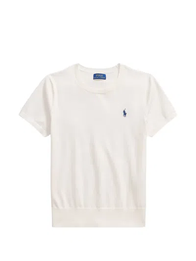 Polo Ralph Lauren Logo-embroidered Short-sleeve Sweater In White