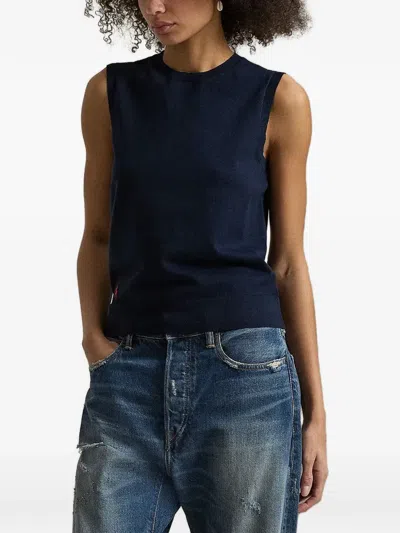 Polo Ralph Lauren Logo-embroidered Sleeveless Sweater In Blue