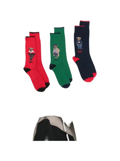 Polo Ralph Lauren Logo-embroidered Socks (set Of Three) In Multi