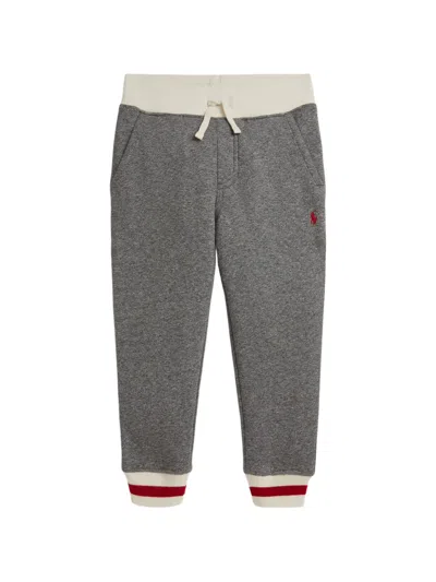 Polo Ralph Lauren Kids' Logo-embroidered Striped-cuff Track Pants In Gray