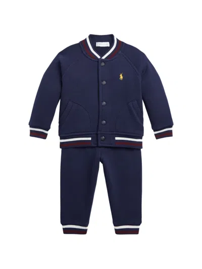 Polo Ralph Lauren Babies' Logo-embroidered Striped-trim Tracksuits In Blue