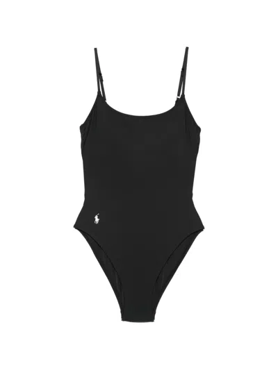 Polo Ralph Lauren Logo-embroidered Swimsuit In Black