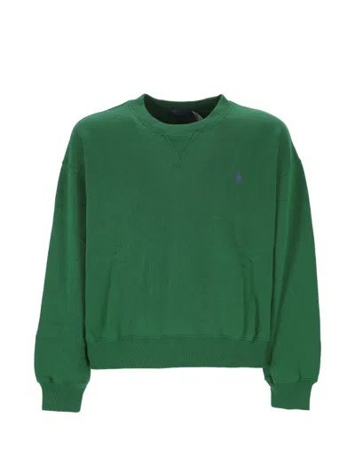 Polo Ralph Lauren Logo-embroidered V-insert Sweater In Green