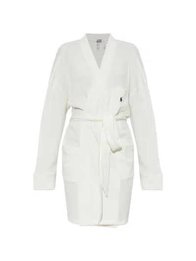 Polo Ralph Lauren Logo-embroidered Waffle-knit Cotton Robe In White