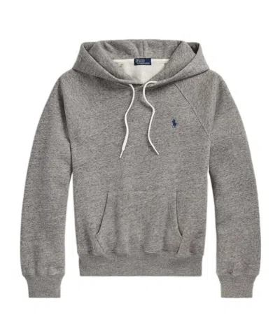 Polo Ralph Lauren Logo-embroidered Zip Hoodie In Gray