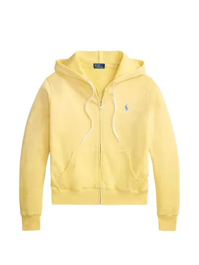 Polo Ralph Lauren Logo-embroidered Zip-up Hoodie In Yellow