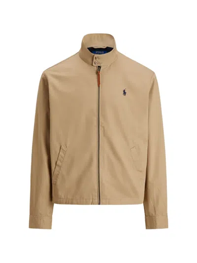Polo Ralph Lauren Logo-embroidered Zip-up Jacket In Brown