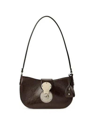 Polo Ralph Lauren Logo-engraved Leather Shoulder Bag In Orange