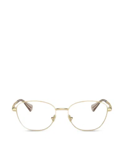 Polo Ralph Lauren Logo-engraved Round-frame Glasses In Gold