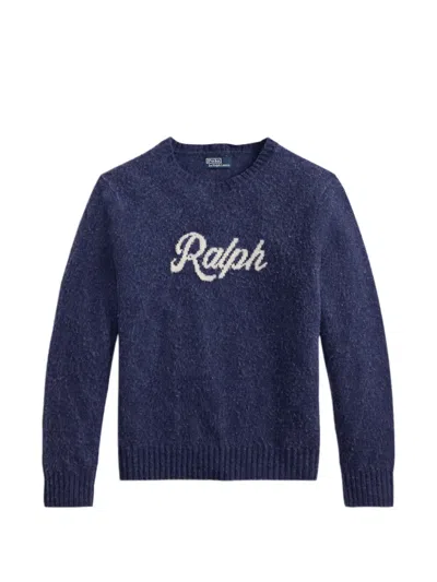 Polo Ralph Lauren Cashmere Wool Logo-intarsia Crew-neck Jumper In Purple