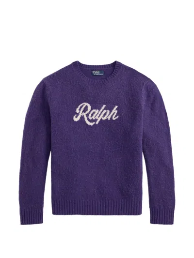 Polo Ralph Lauren Cashmere Wool Logo-intarsia Crew-neck Jumper In Purple