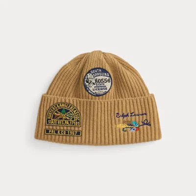 Polo Ralph Lauren Logo-patch Wool-blend Watch Cap In Classic Camel In Multi