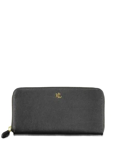 Polo Ralph Lauren Logo-plaque Leather Wallet In Purple