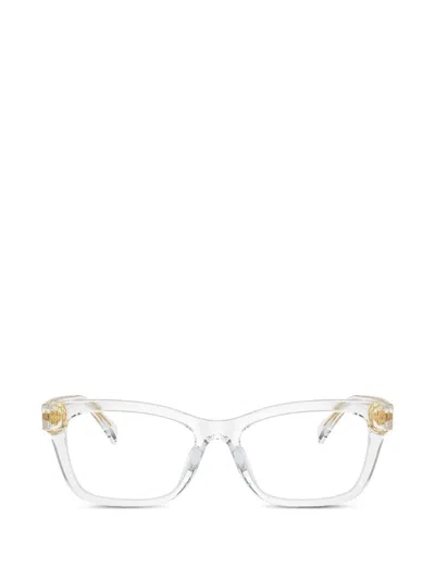 Polo Ralph Lauren Logo-plaque Square-frame Glasses In Transparent