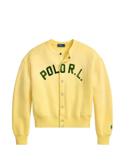 Polo Ralph Lauren Logo-print Fleece Cardigan In Yellow