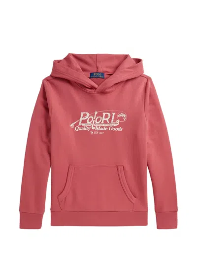 Polo Ralph Lauren Kids' Logo-print Long-sleeve Cotton Hoodie In Brown