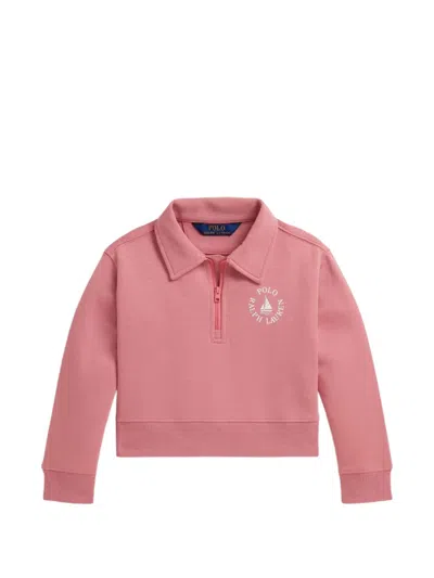 Polo Ralph Lauren Kids' Logo-print Quarter-zip Sweater In Blue