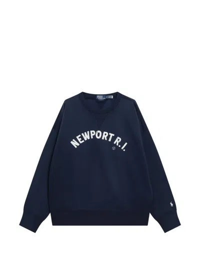 Polo Ralph Lauren Navy Sweatshirt With Embroidery Vintage-fit In Blue