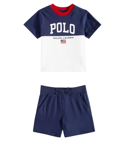 Polo Ralph Lauren Baby Logo Cotton T-shirt And Shorts Set In White