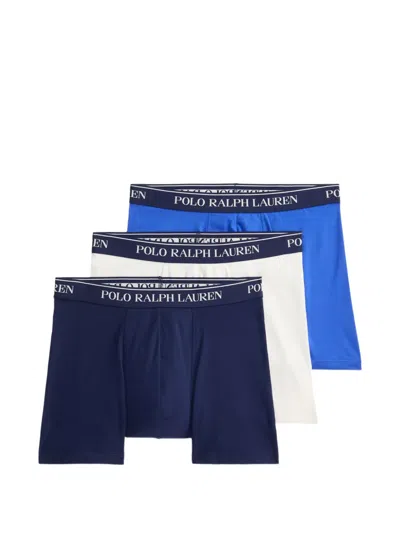 Polo Ralph Lauren Logo-waistband Boxer Briefs (set Of Three) In Blue