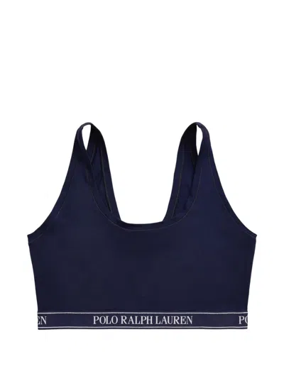 Polo Ralph Lauren Logo-waistband Cropped Top In Blue