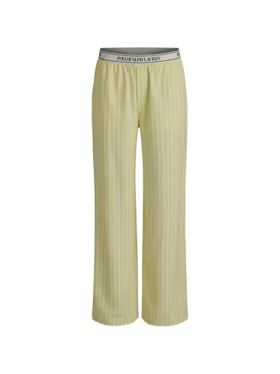 Polo Ralph Lauren Logo-waistband Striped Pajama Trousers In Green