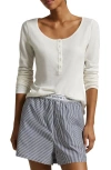 Polo Ralph Lauren Long & Lean Cotton Jersey Lounge Henley In Egret